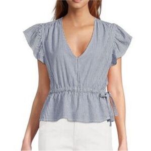 NET Blue Striped Women's Top Pinstripes Habitual brand Cotton